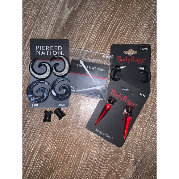 BodyRage Pierced Nation Ear Gauges Plugs Tapers Lot Jewelry Set - Picture 1 of 1
